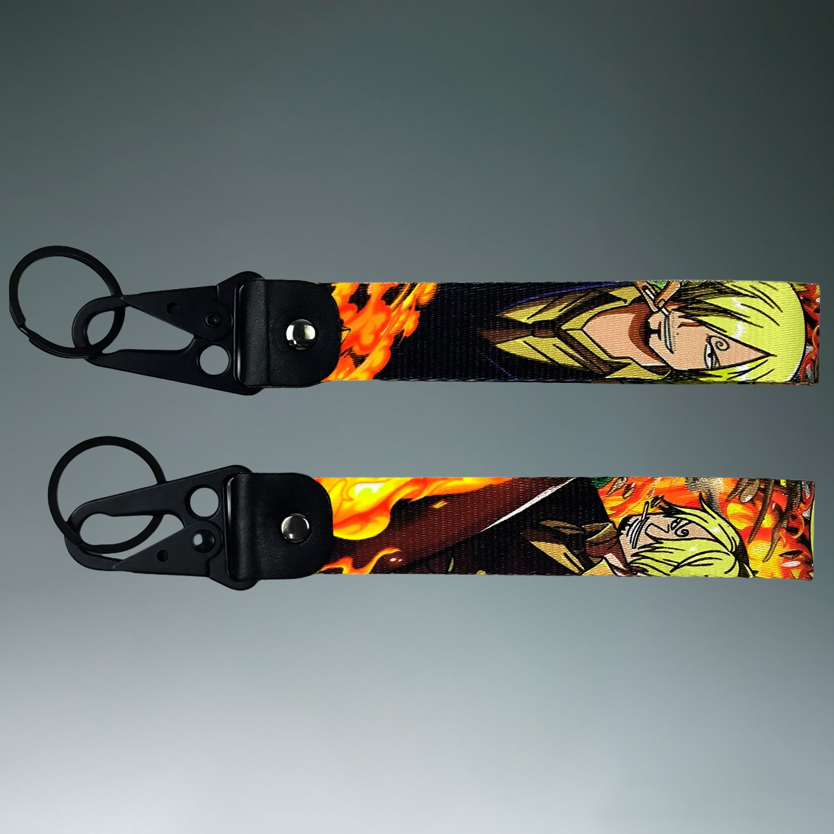 Sanji Diable Jambe Keychain Strap – One Piece Double-Sided Flame Edition